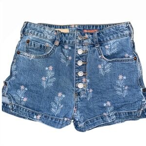 Pilcro by anthropology ultra high-rise button fly‎ Floral jean shorts size 27